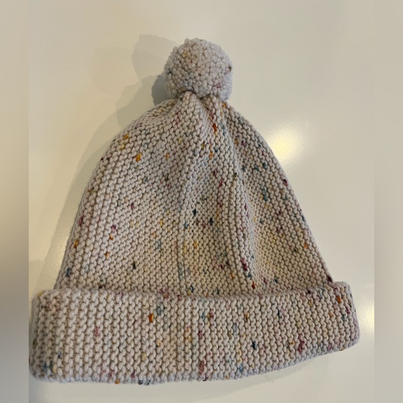 Misha & Puff Merino Wool confetti cream pom pom adult hat, Like New! - Picture 6 of 7